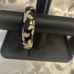 Chic Black and Gold Floral Bracelet